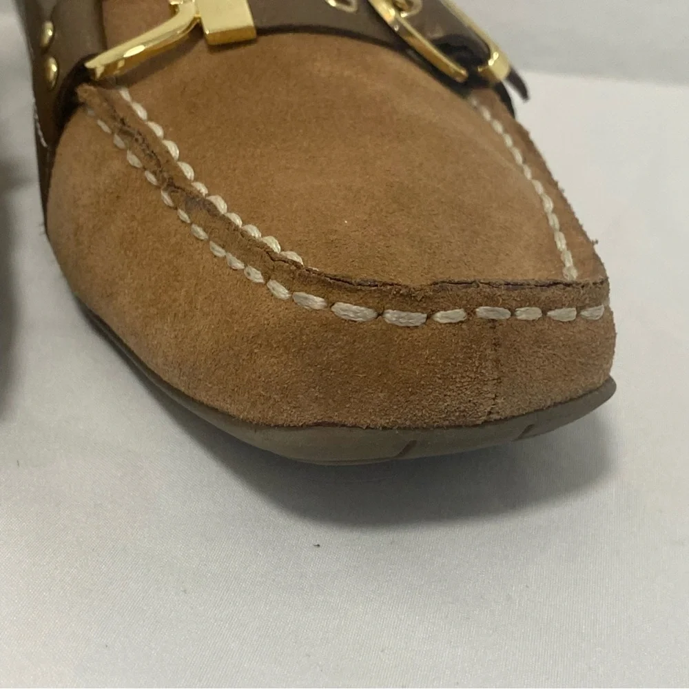 Etienne Aigner Genuine Leather Suede Buckle Loafer Slip Ons - EC - 8.5